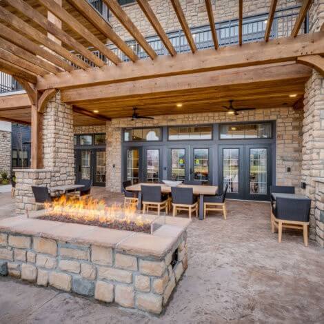 Everlan Hixson Chattanooga, TN designed by DKLEVY patio fireplace outdoor seating